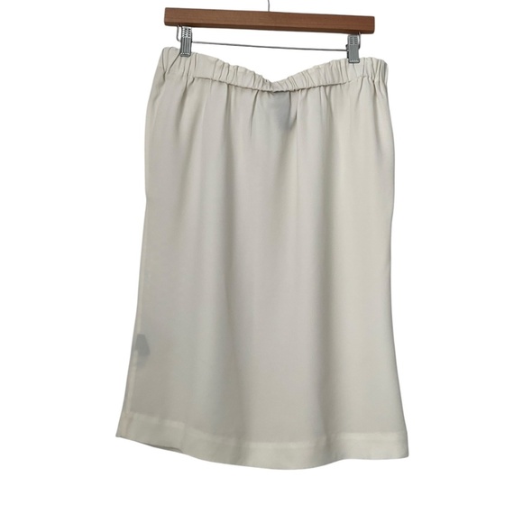 Zero+Maria Cornejo Skirt Sz 4 White Midi Elastic Waist Cut Outs Minimalist Chic - Picture 2 of 8